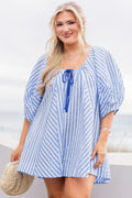 Never Better Romper, Blue Stripe