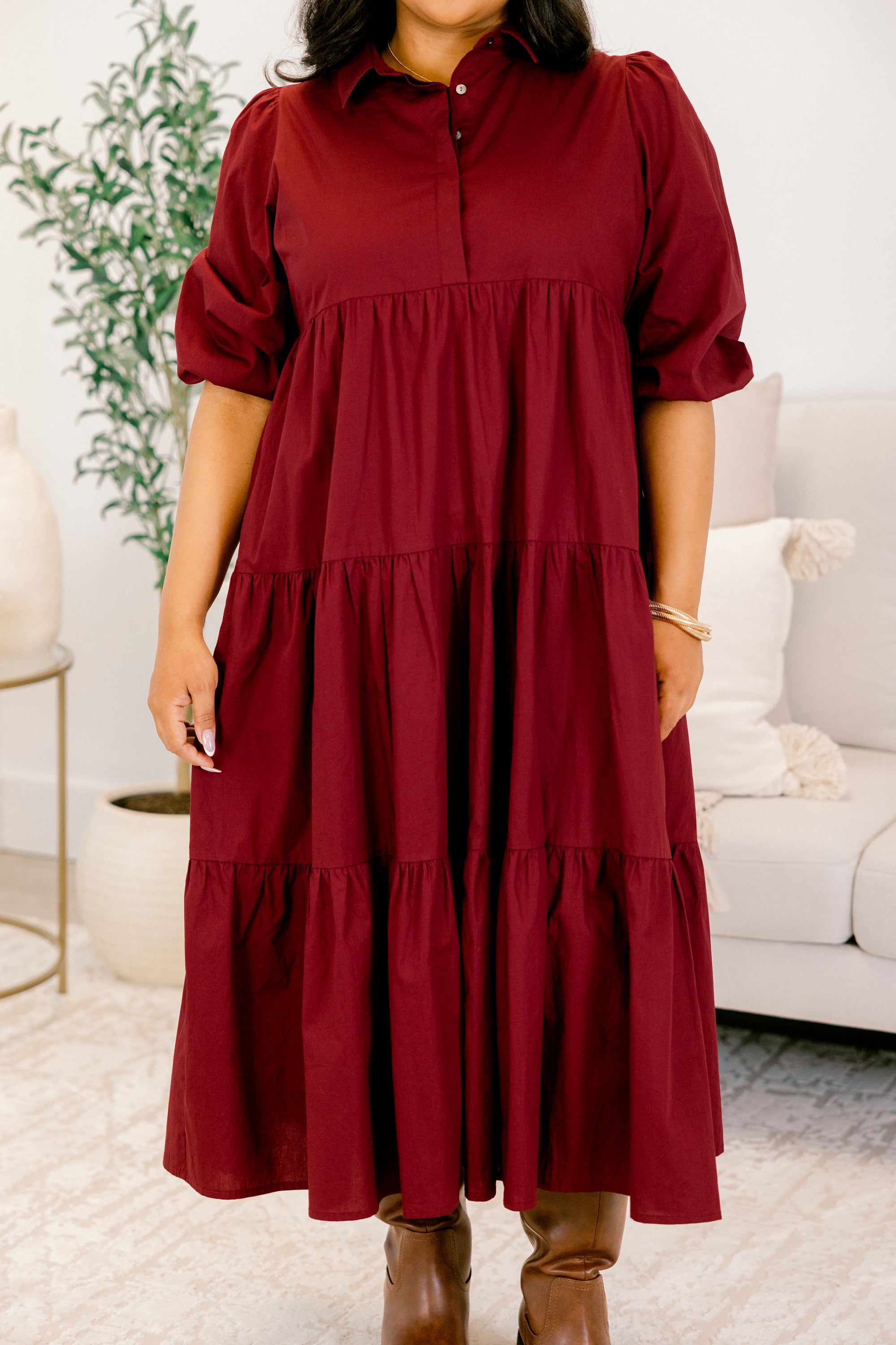 Never In A Hurry Dress, Wine