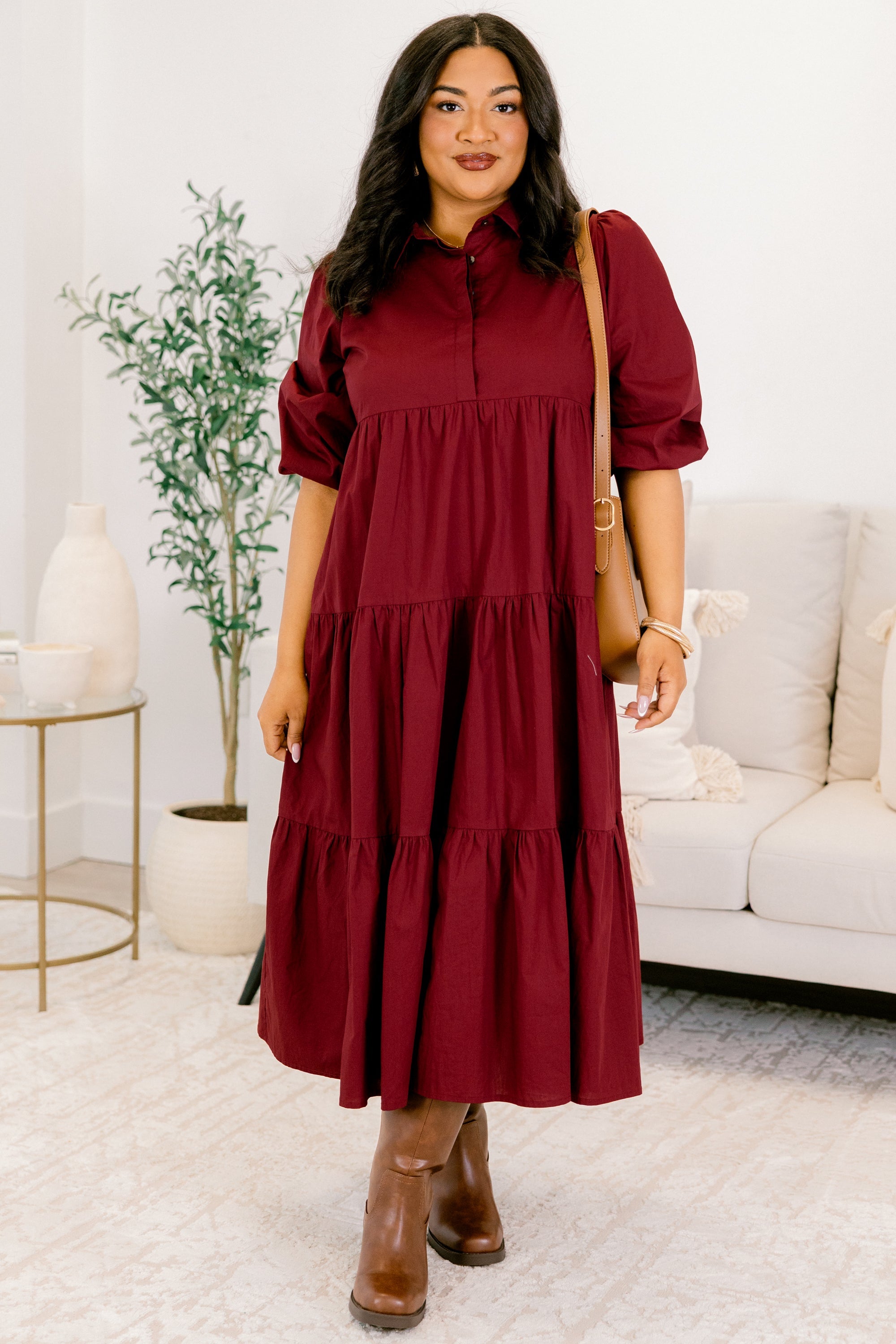 Never In A Hurry Dress, Wine