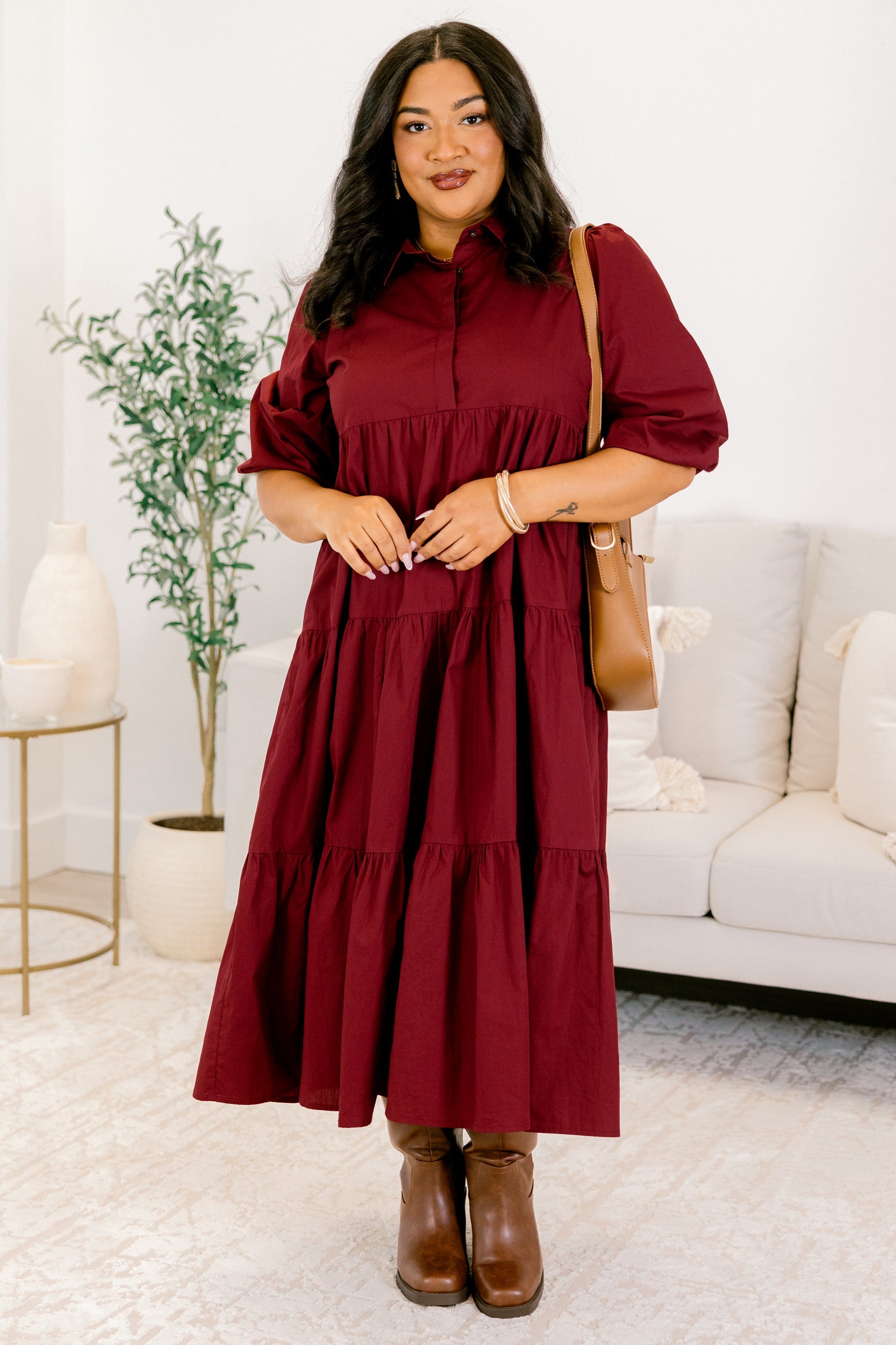 Never In A Hurry Dress, Wine