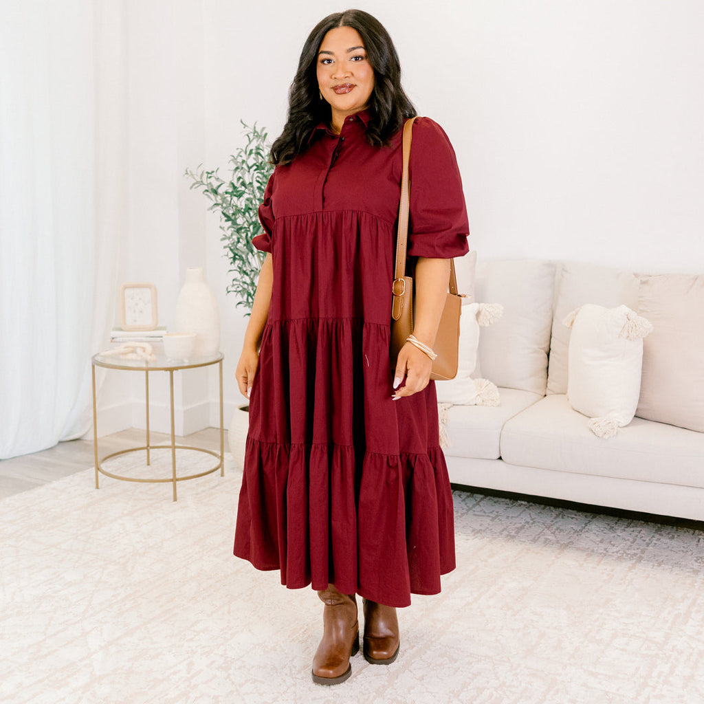 Never In A Hurry Dress, Wine