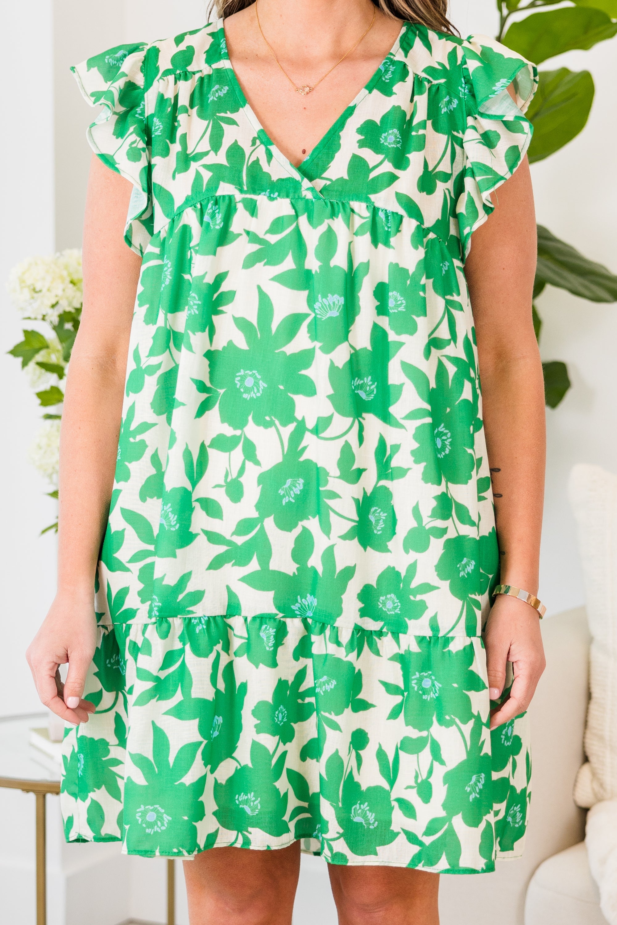 Next Big Move Dress, Green Floral