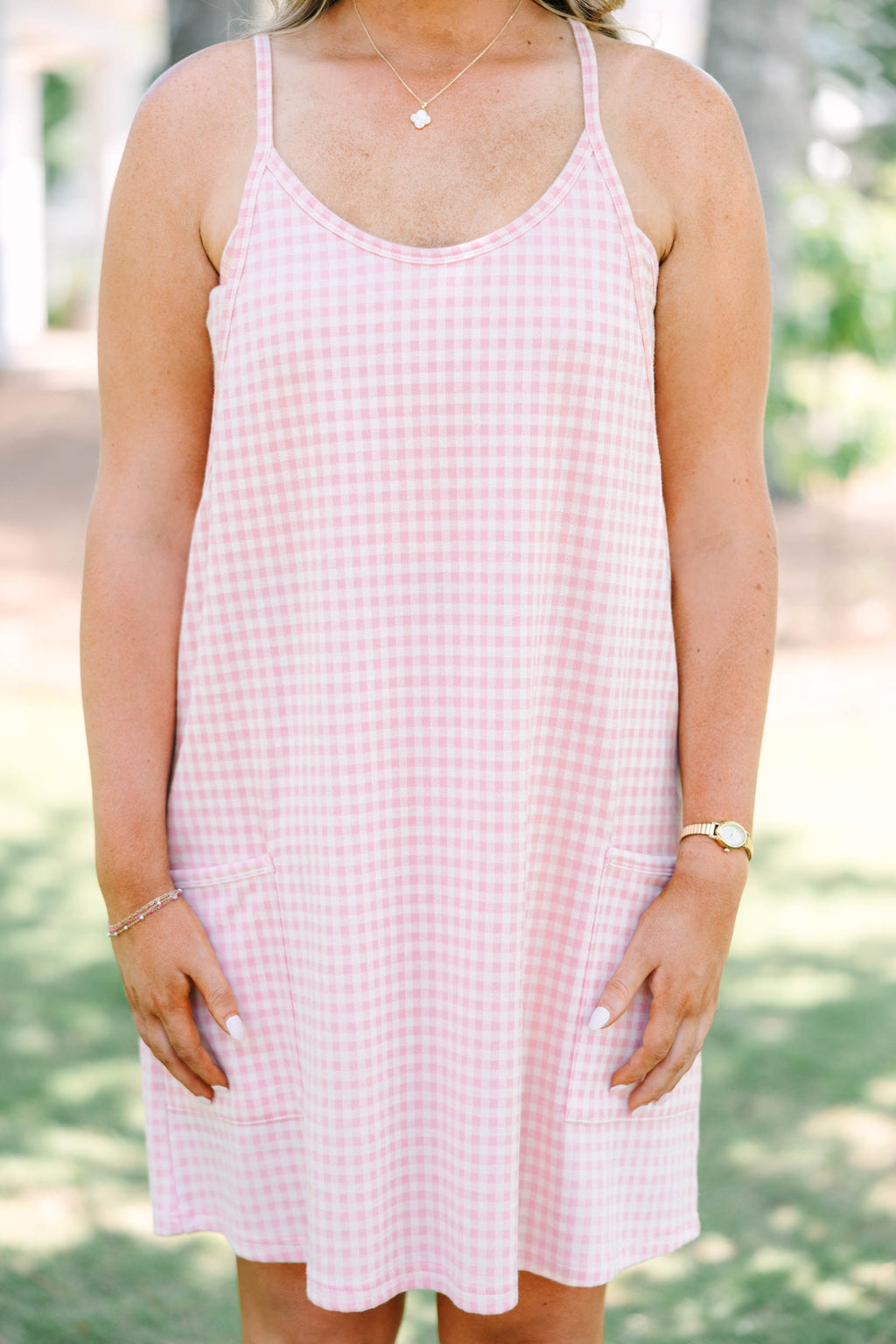 No Doubt About It Dress, Pink Gingham