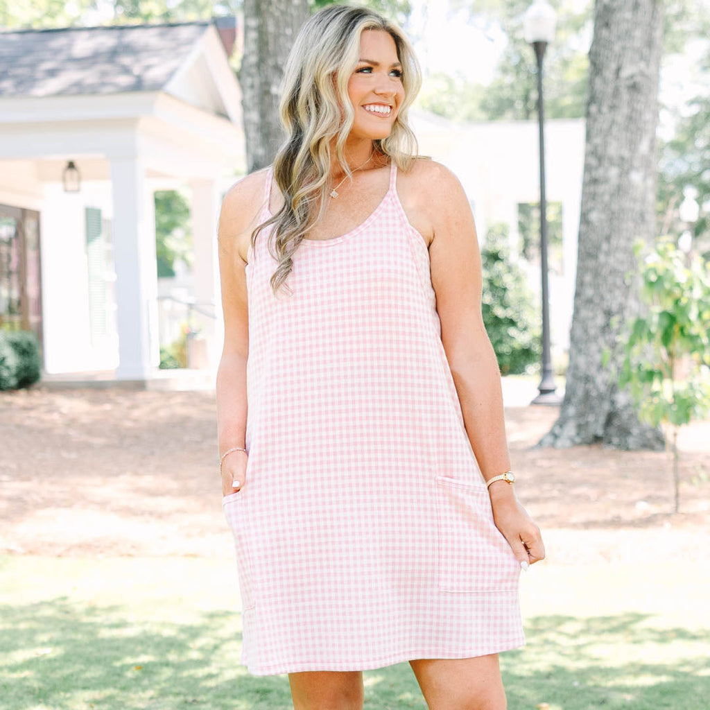 No Doubt About It Dress, Pink Gingham
