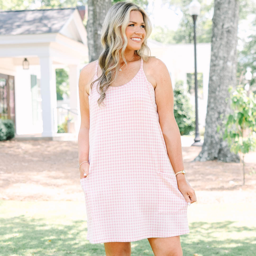 No Doubt About It Dress, Pink Gingham