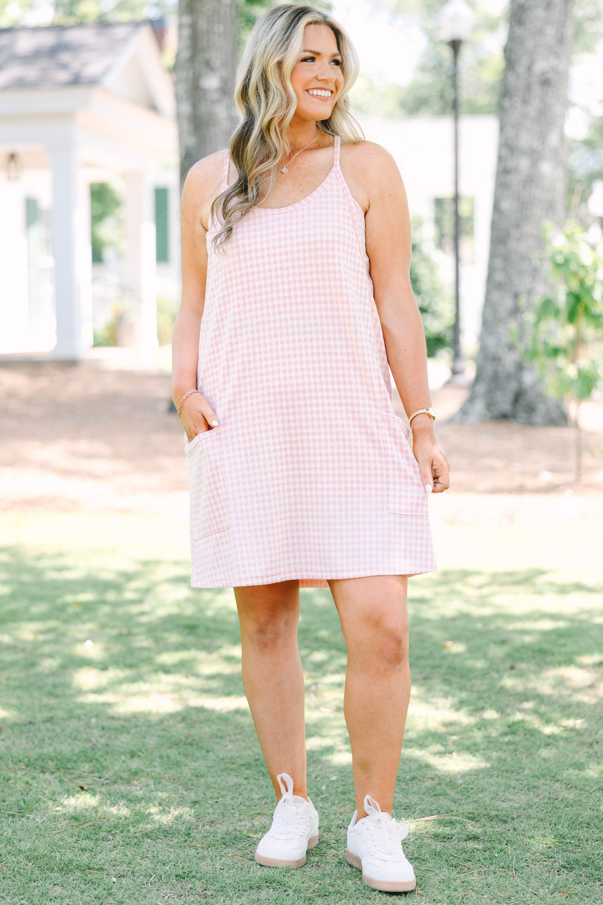 No Doubt About It Dress, Pink Gingham
