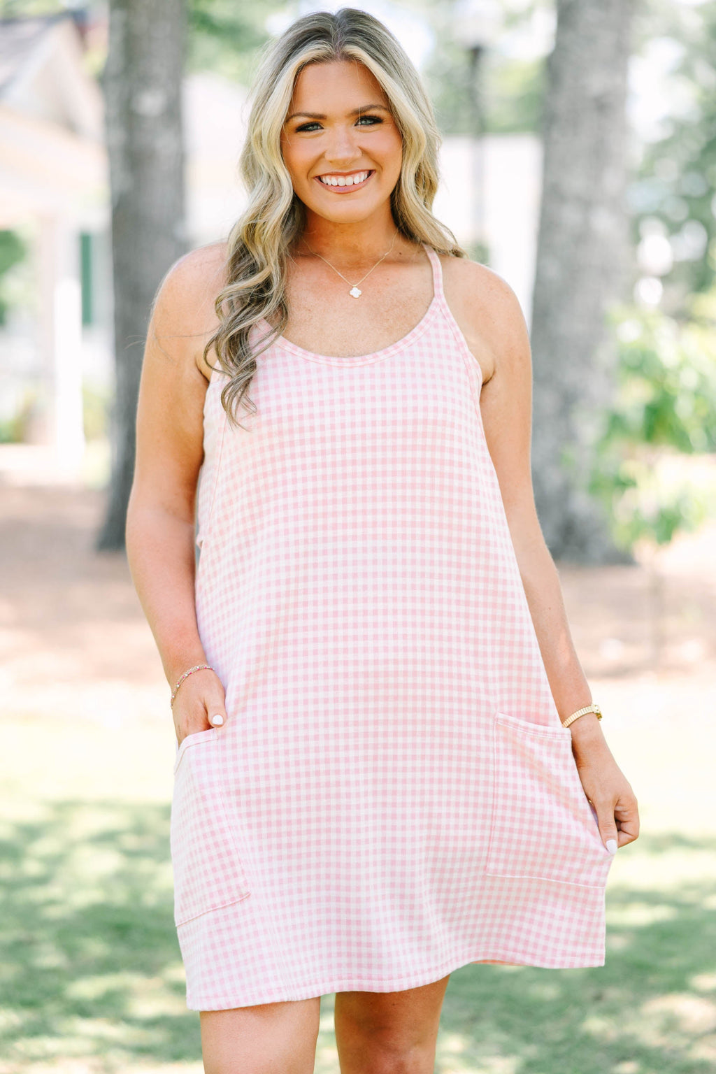 No Doubt About It Dress, Pink Gingham