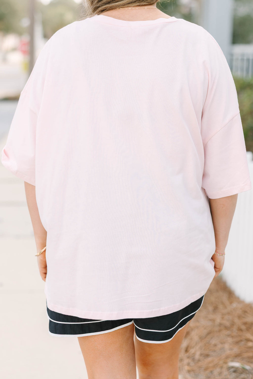 Nostalgia Smiley Boyfriend Tee, Cream Pink