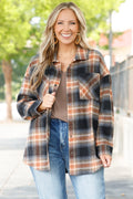 Not Your Boyfriend's Flannel Shacket, Orange