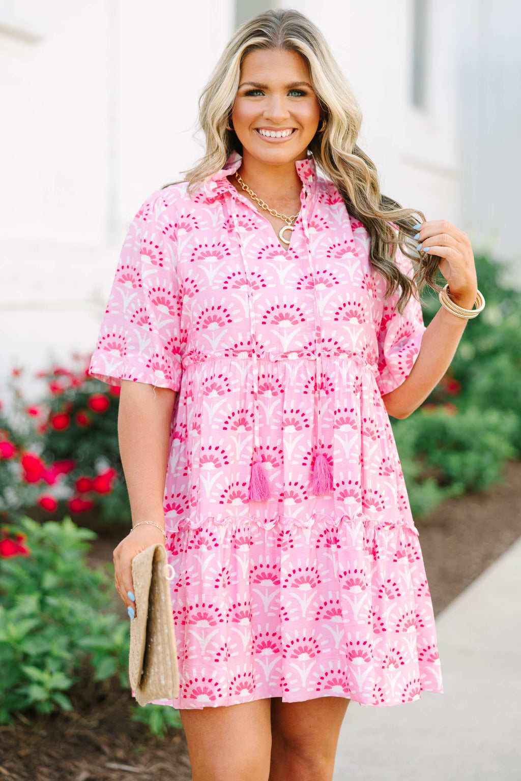 Not A Clue Dress, Fuchsia