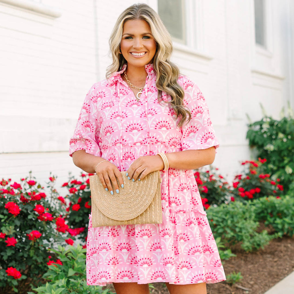 Not A Clue Dress, Fuchsia