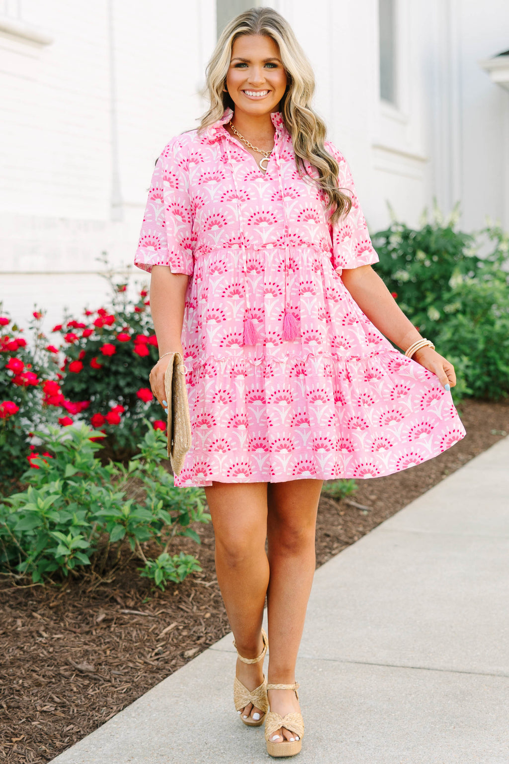 Not A Clue Dress, Fuchsia