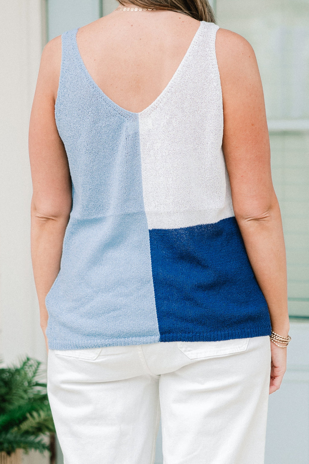 Ocean Gazing Top, Off-White Blue