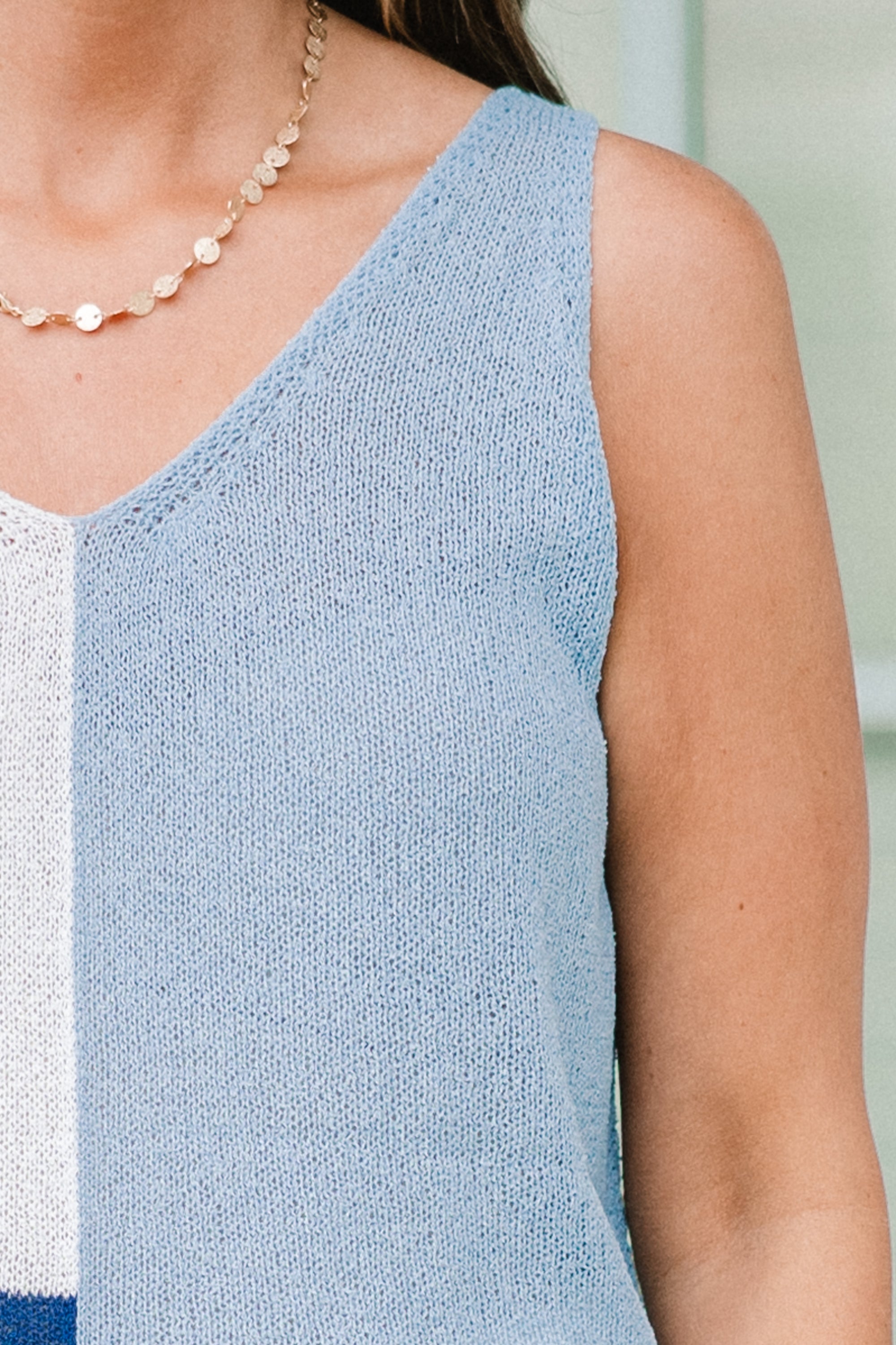 Ocean Gazing Top, Off-White Blue