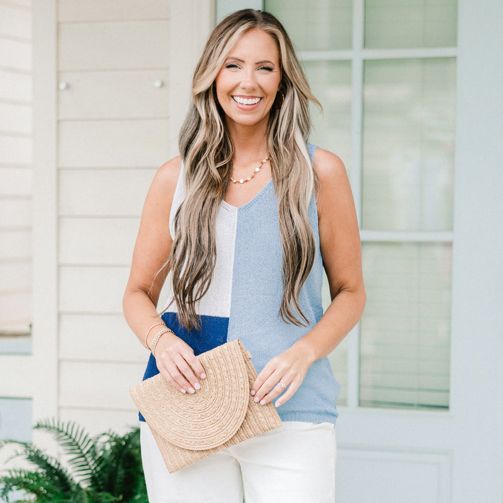Ocean Gazing Top, Off-White Blue