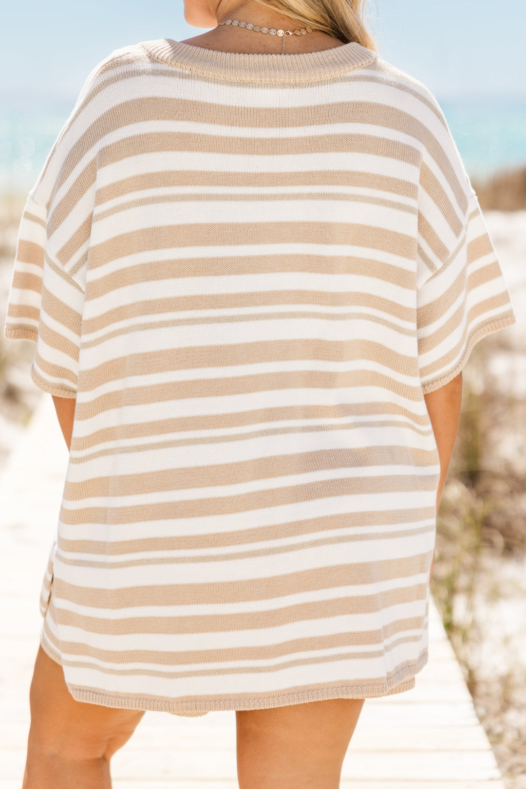 Off In Paradise Sweater Set, Beige Stripe