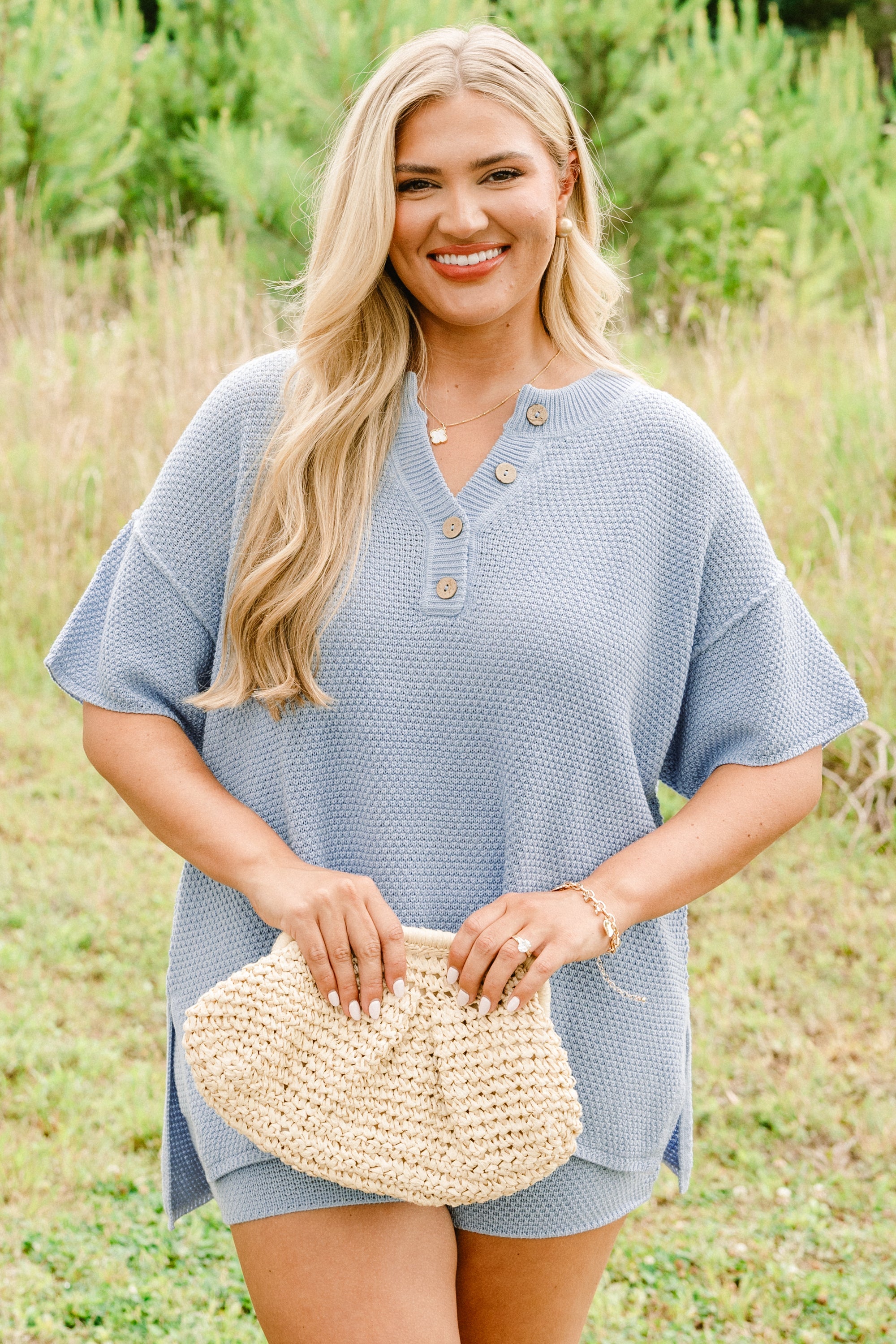 Off In Paradise Sweater Set, Powder Blue
