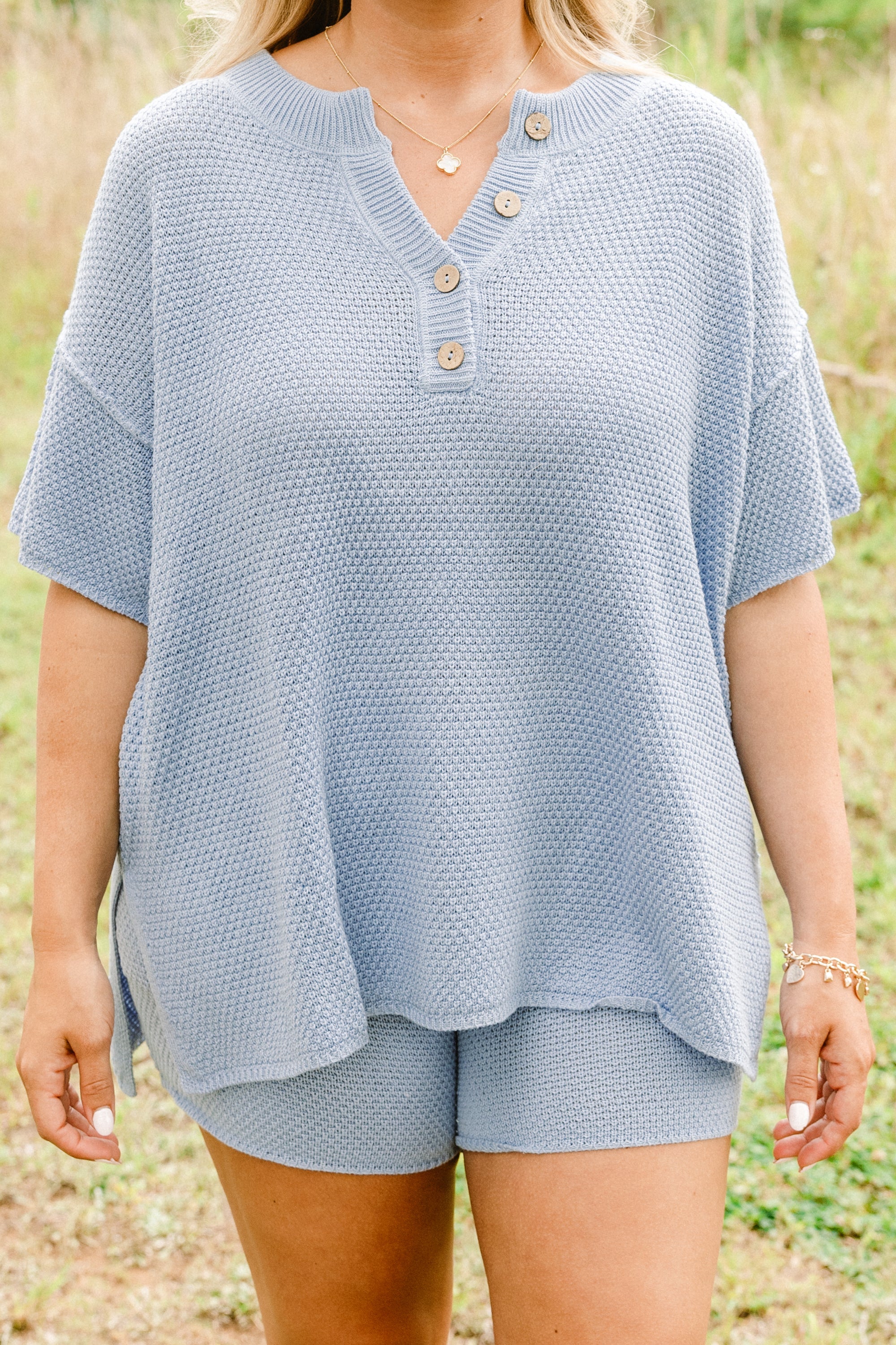 Off In Paradise Sweater Set, Powder Blue