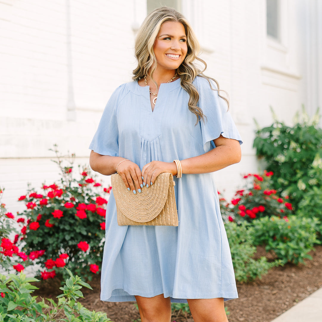 Off The Edge Dress, Baby Blue