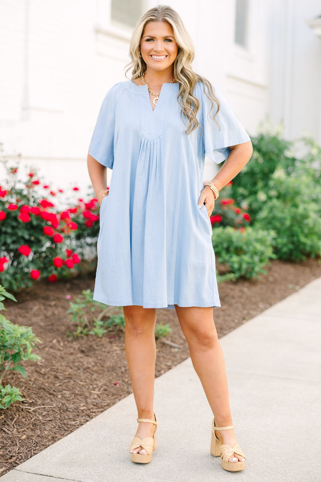 Off The Edge Dress, Baby Blue