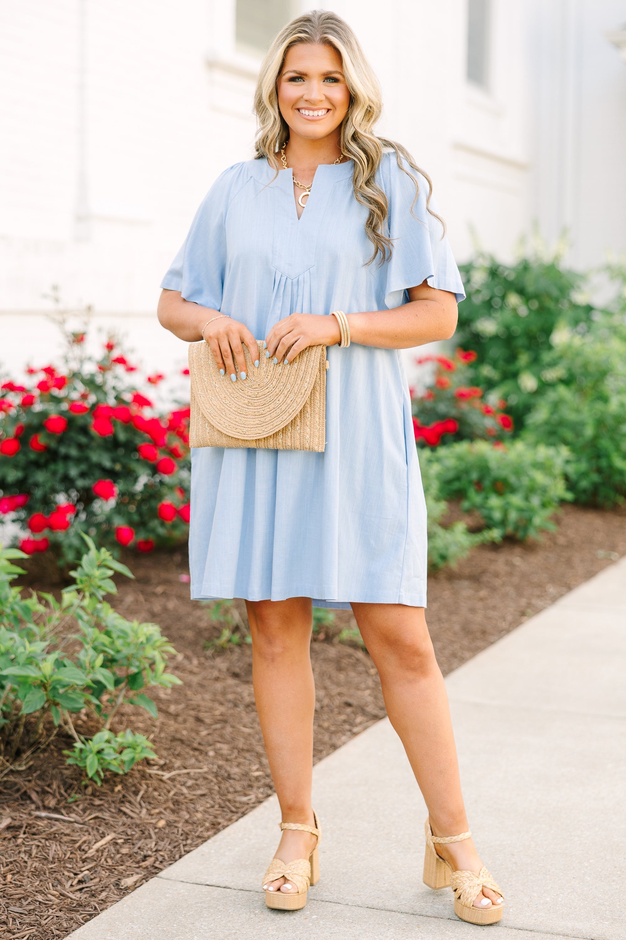 Off The Edge Dress, Baby Blue