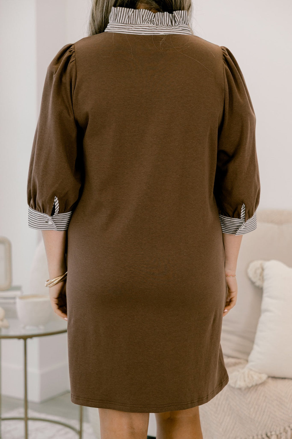 On Good Terms Dress, Brown Stripe