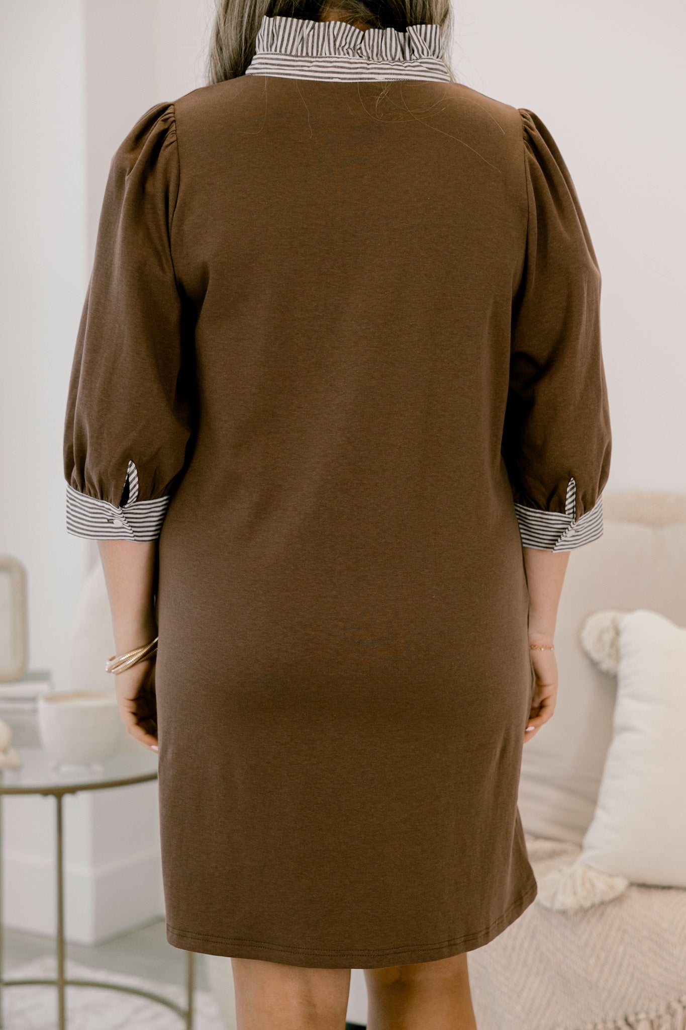 On Good Terms Dress, Brown Stripe