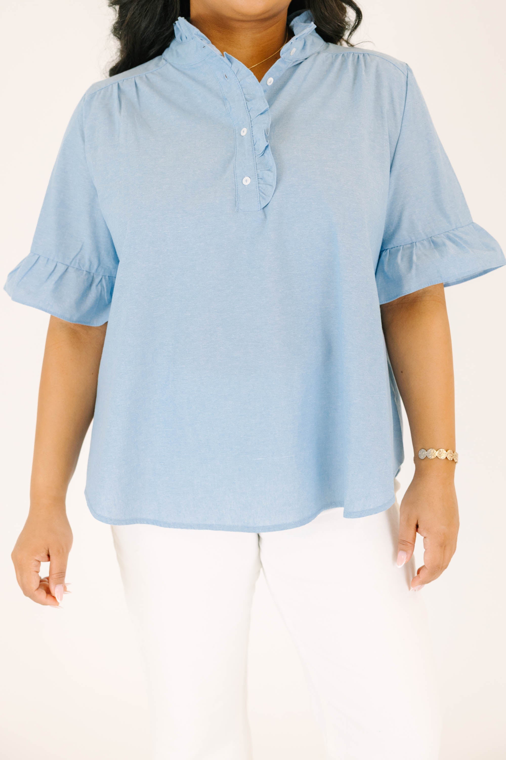 On My Mind Top, Chambray