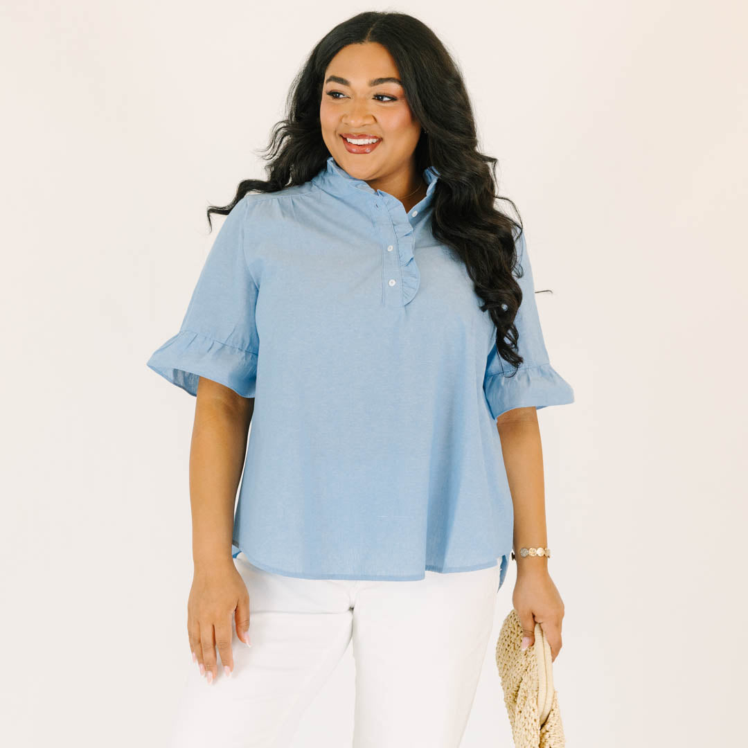 On My Mind Top, Chambray