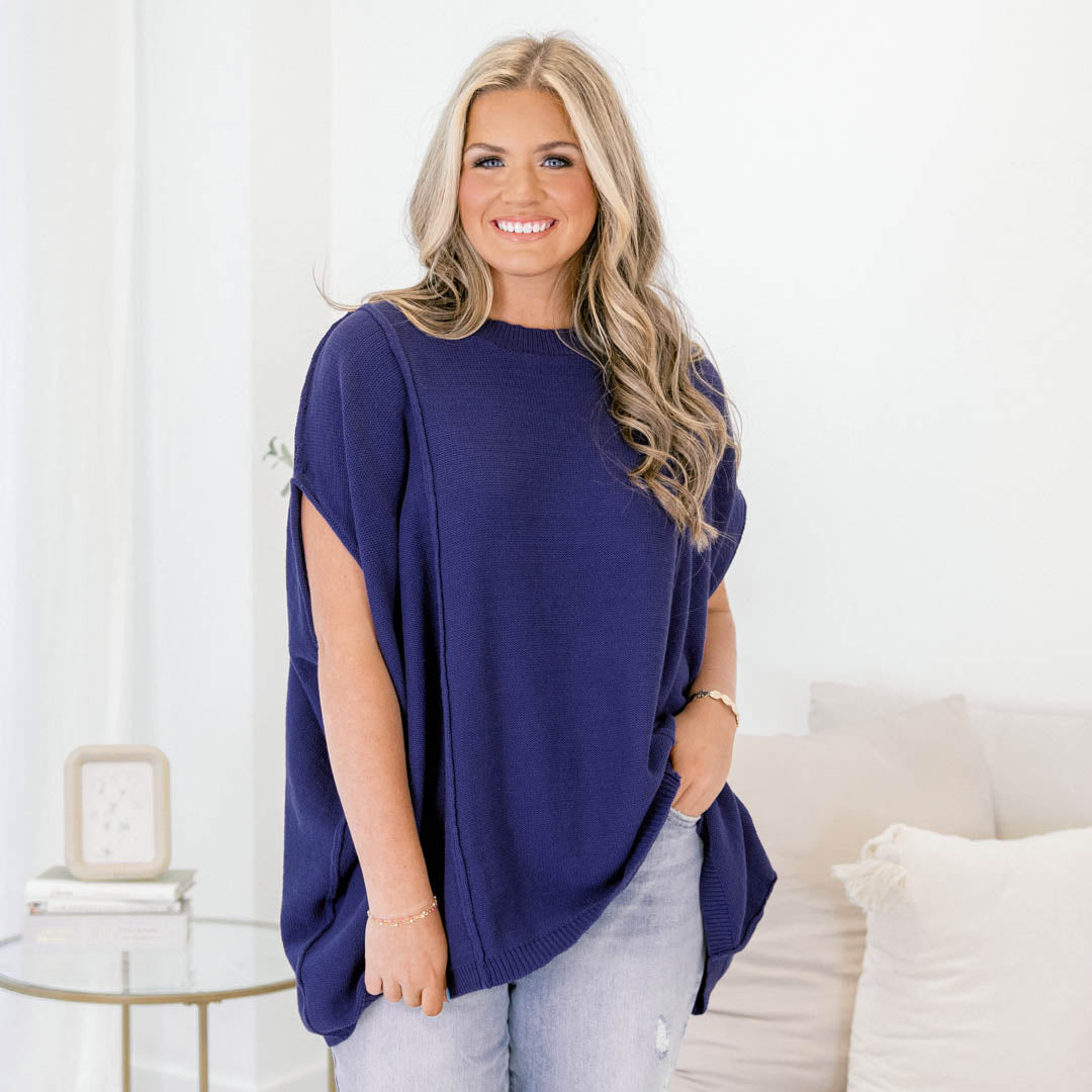 On My Way Over Sweater, Navy