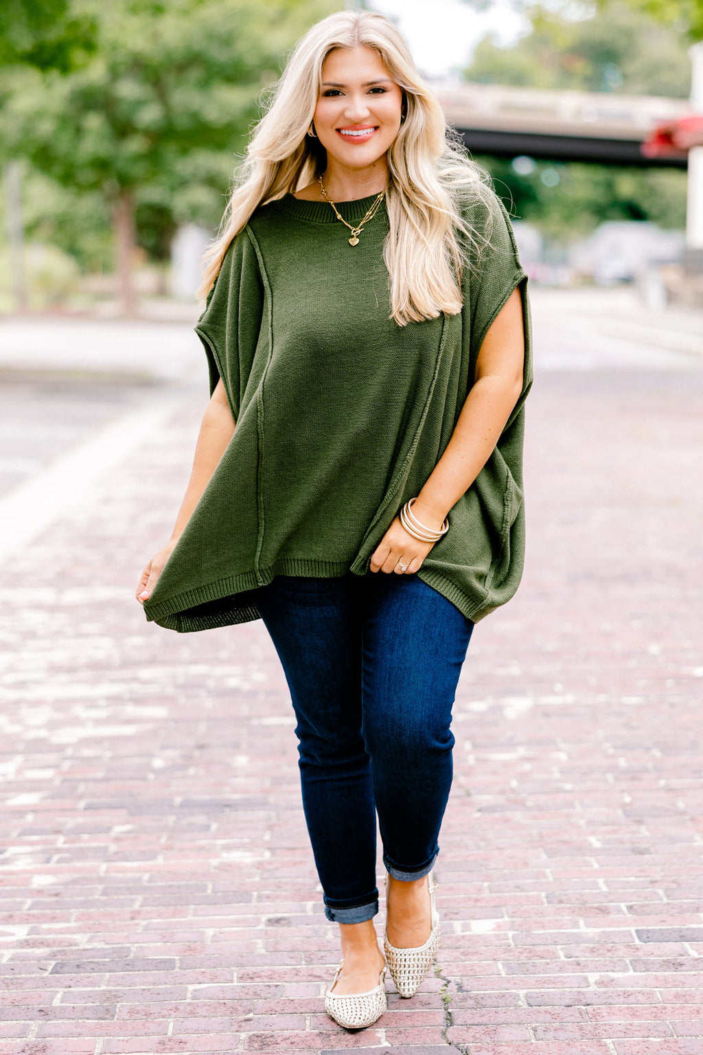 On My Way Over Sweater, Olive