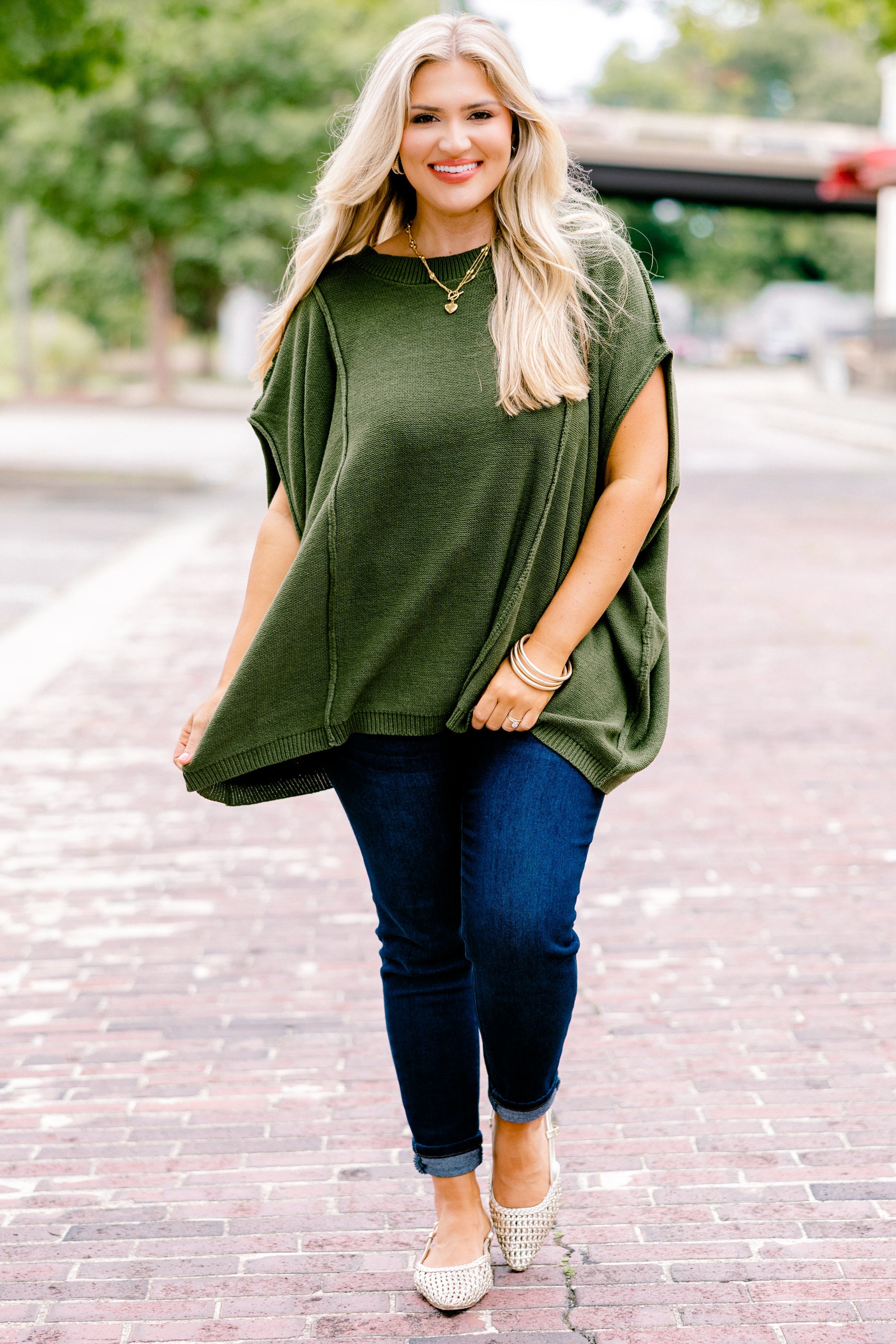 On My Way Over Sweater, Olive