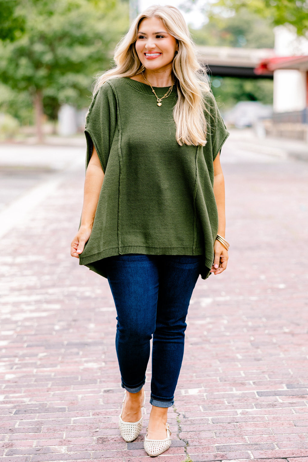 On My Way Over Sweater, Olive