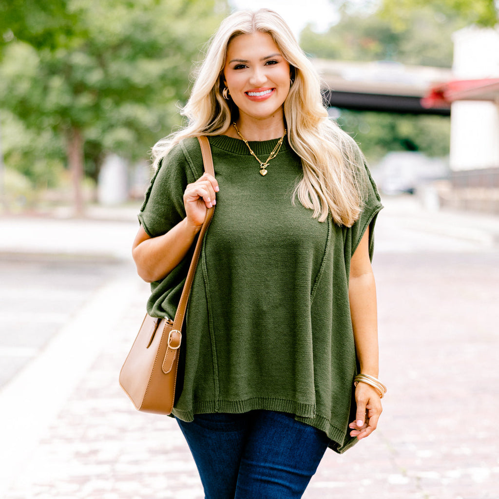 On My Way Over Sweater, Olive