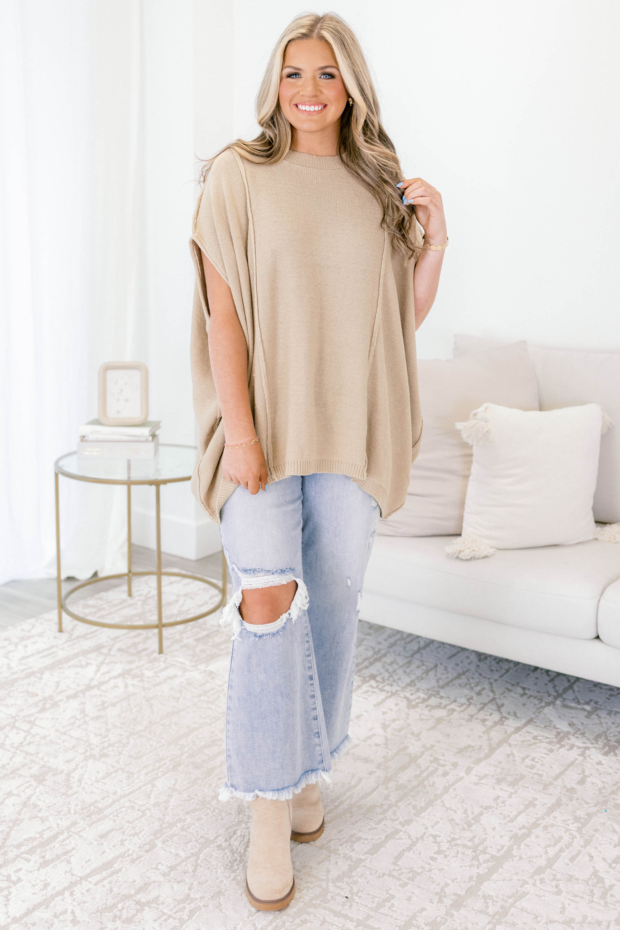 On My Way Over Sweater, Taupe