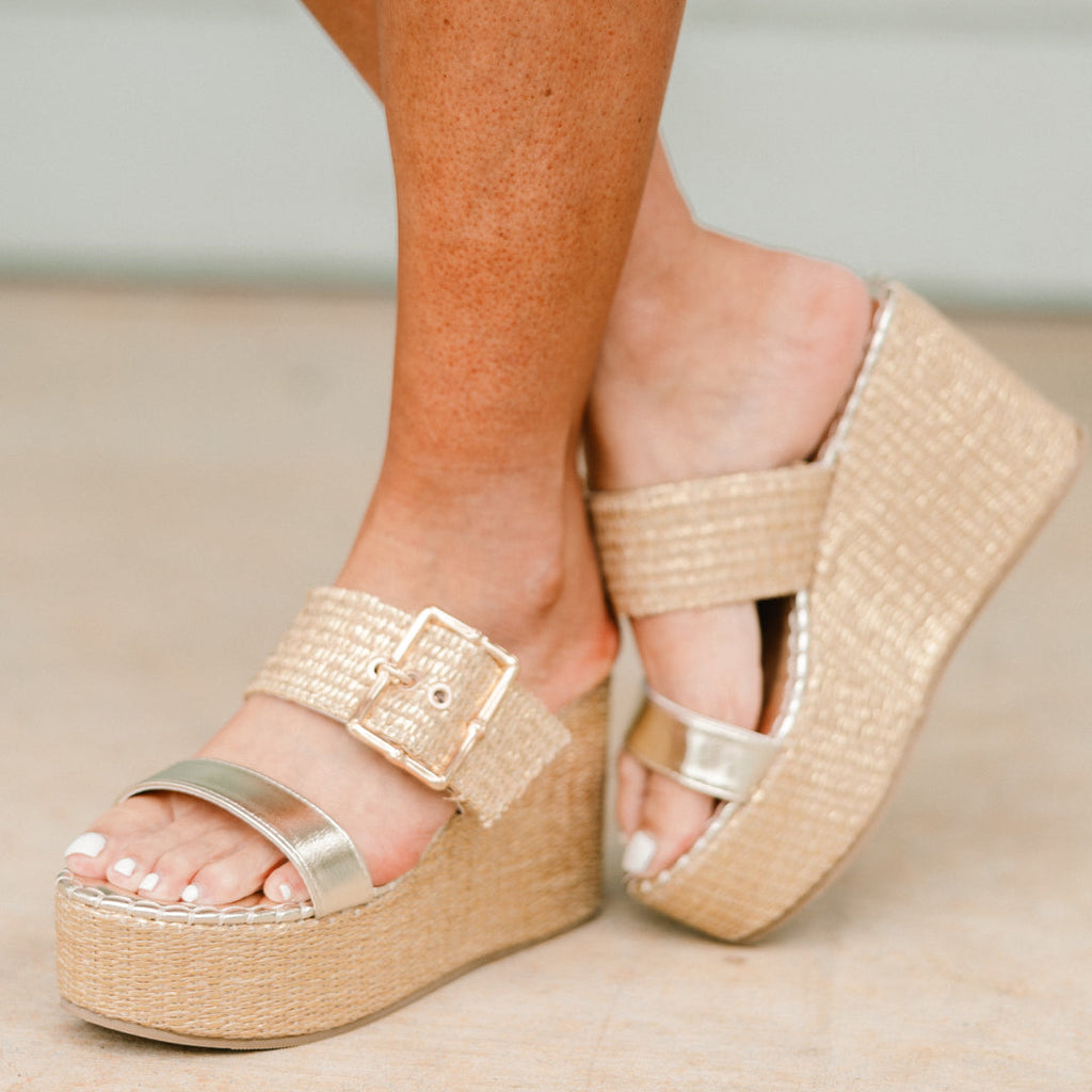 One For The Books Wedges, Gold