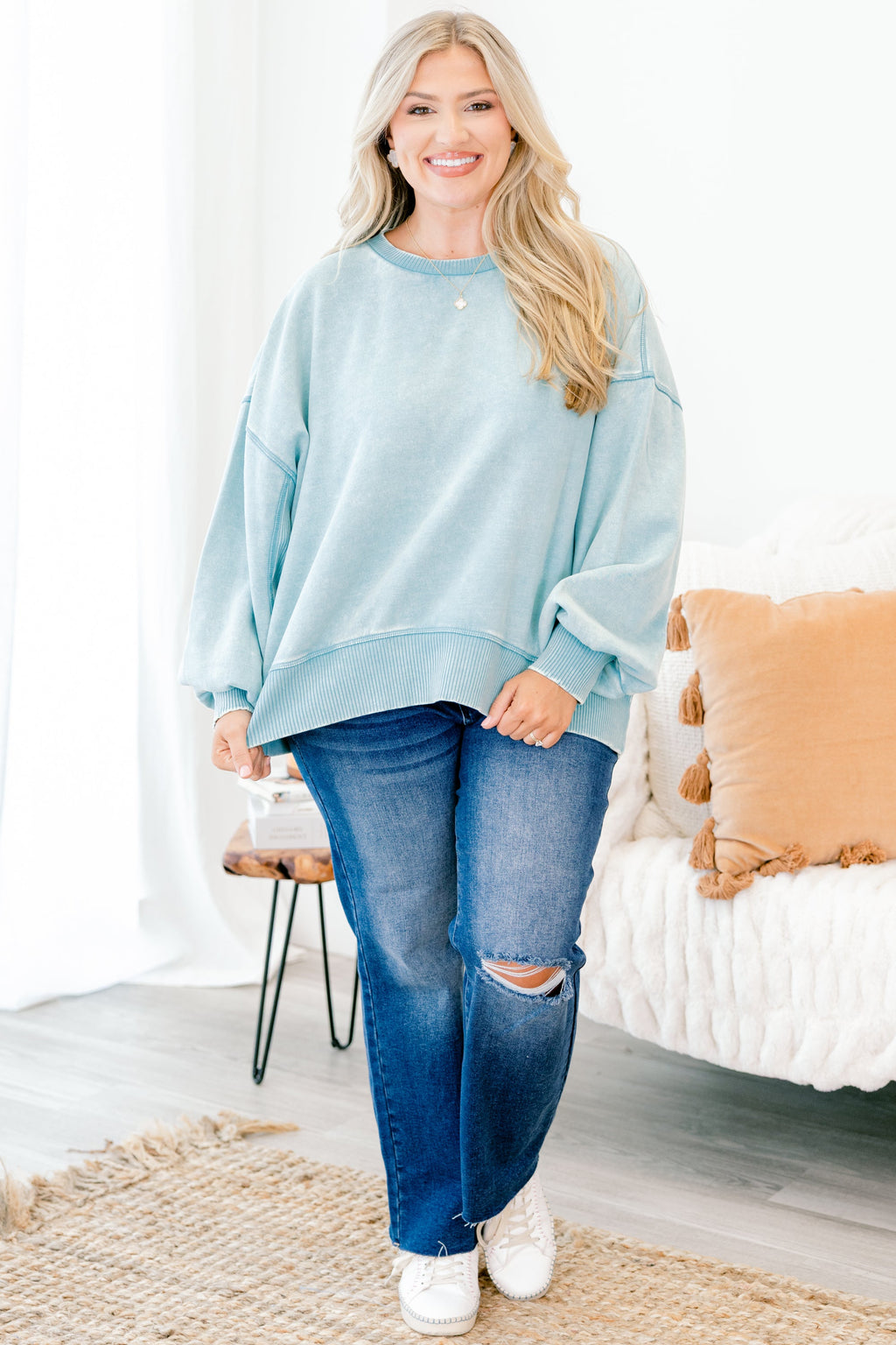 Only Getting Started Pullover, Dusty Teal