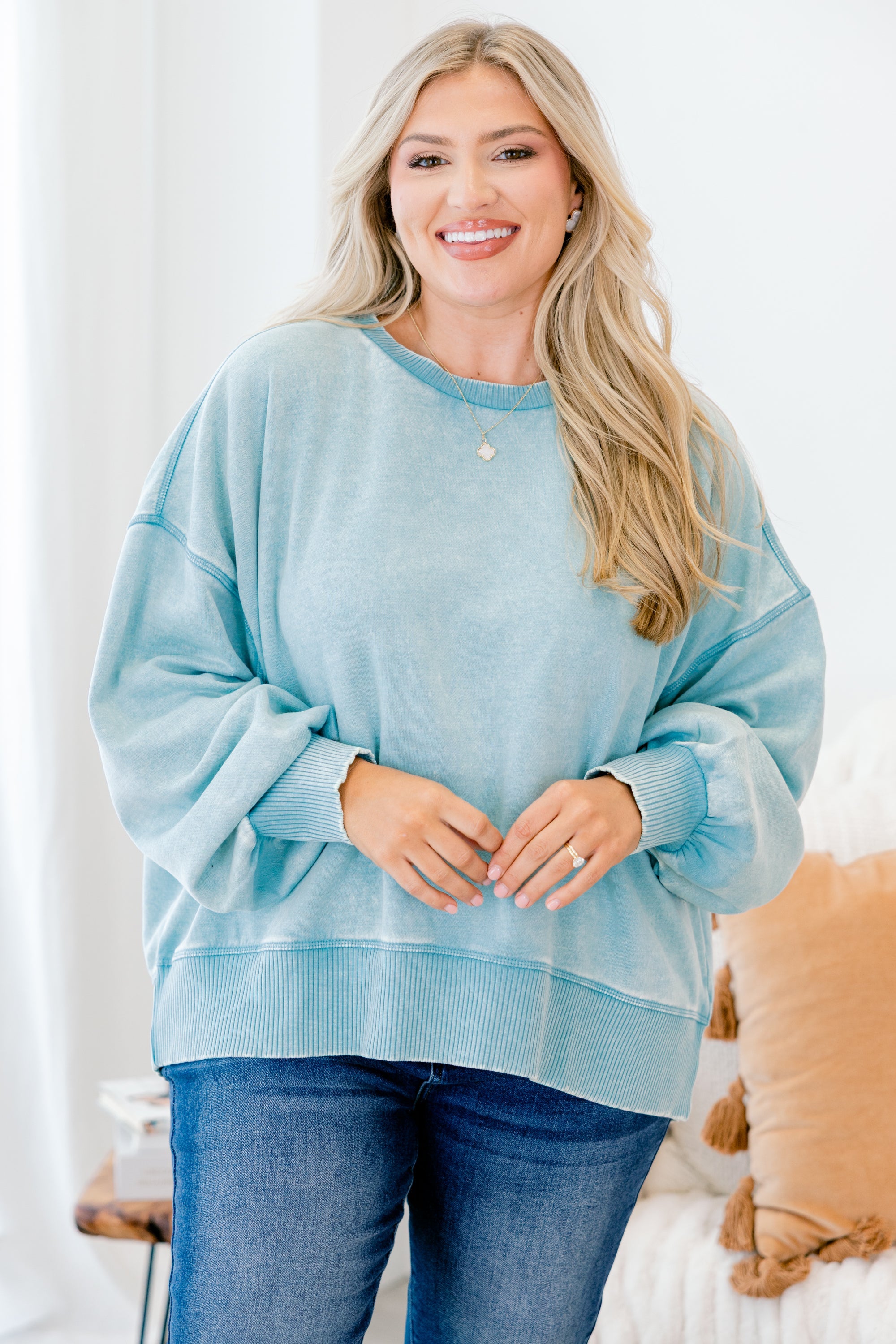 Only Getting Started Pullover, Dusty Teal
