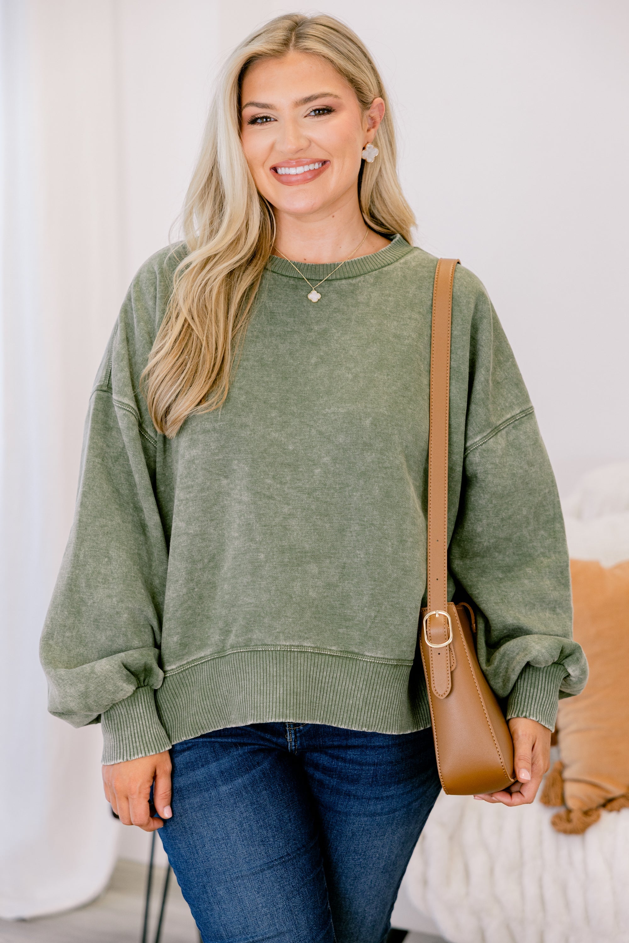 Only Getting Started Pullover, Light Olive