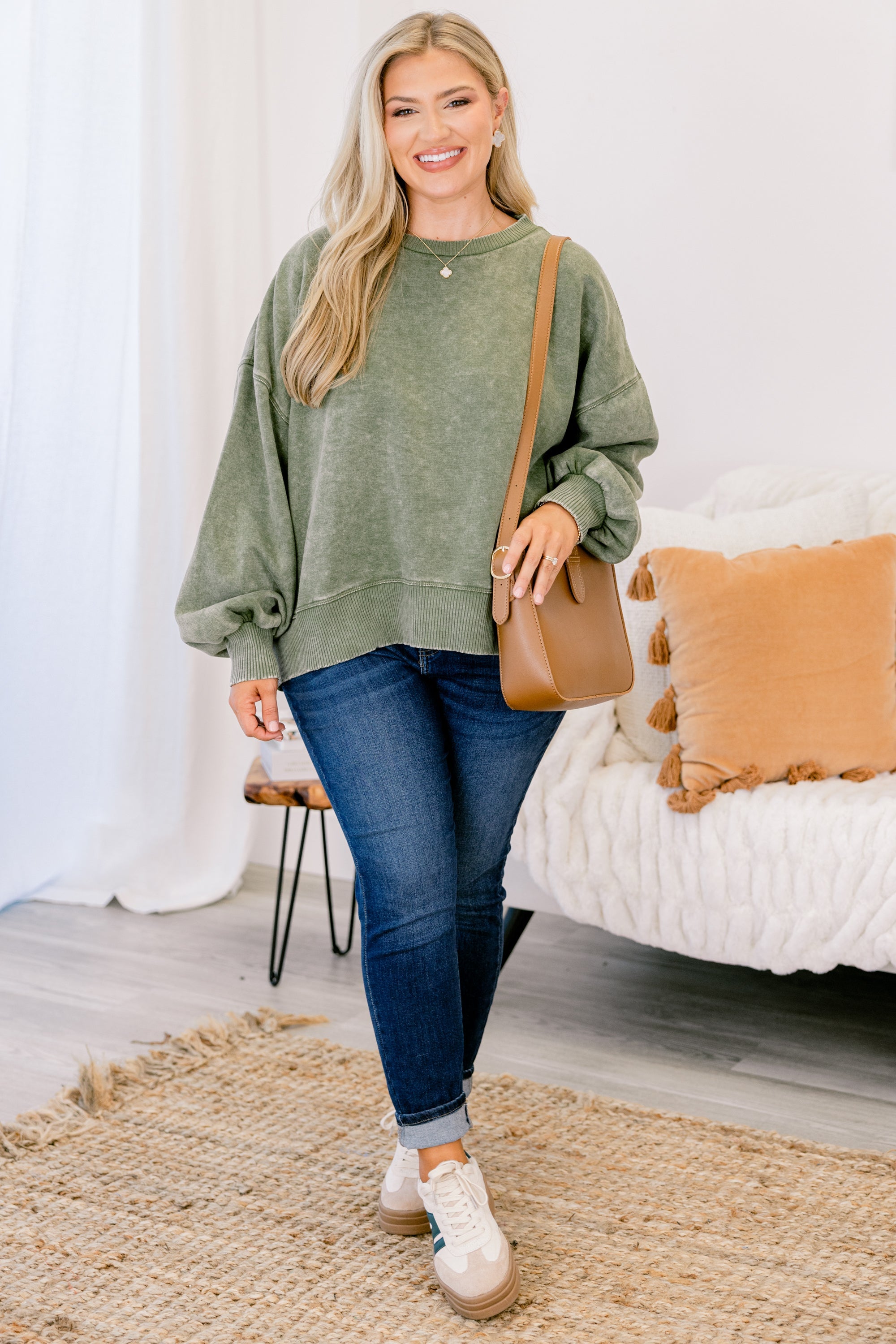 Only Getting Started Pullover, Light Olive