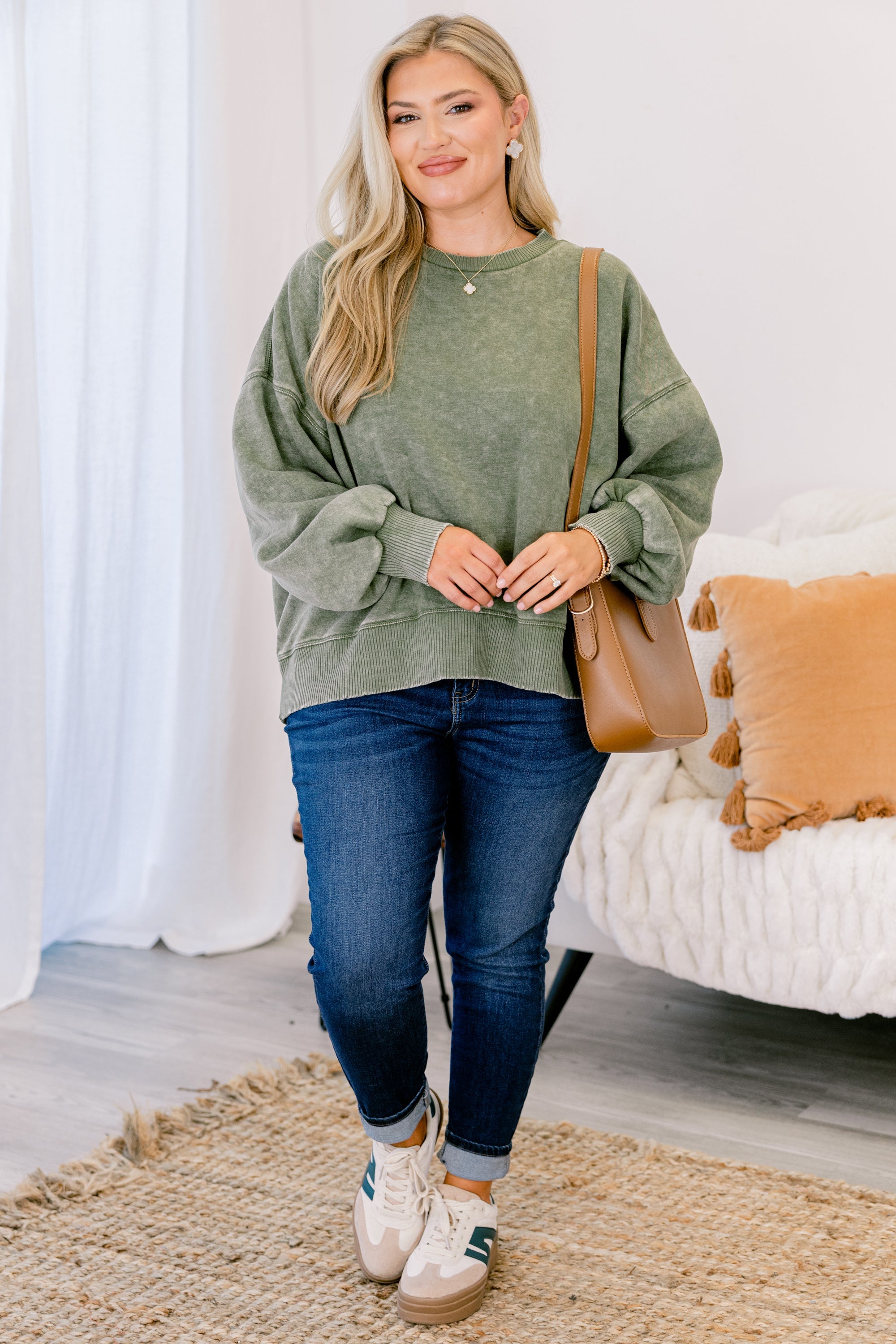 Only Getting Started Pullover, Light Olive