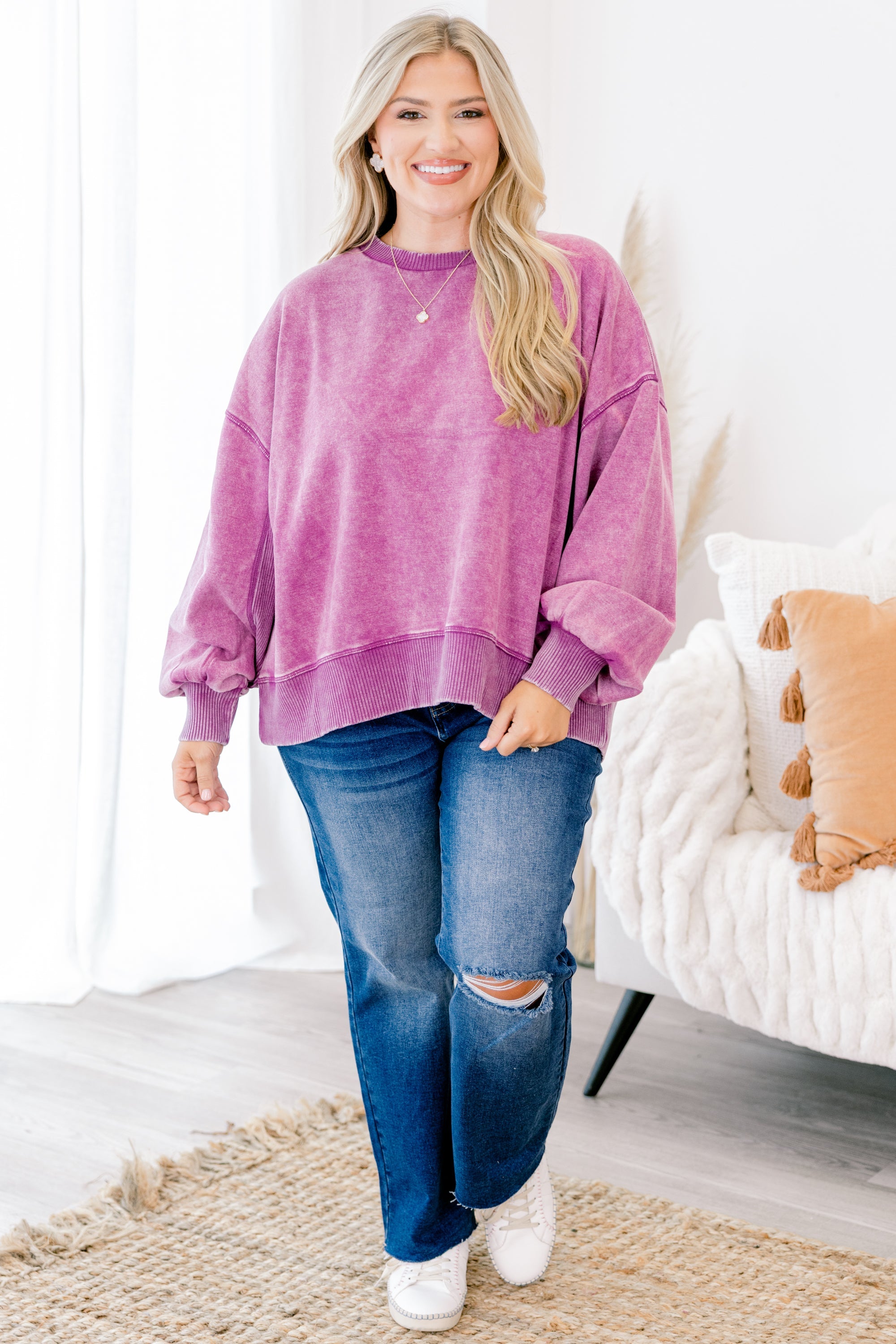 Only Getting Started Pullover, Light Plum