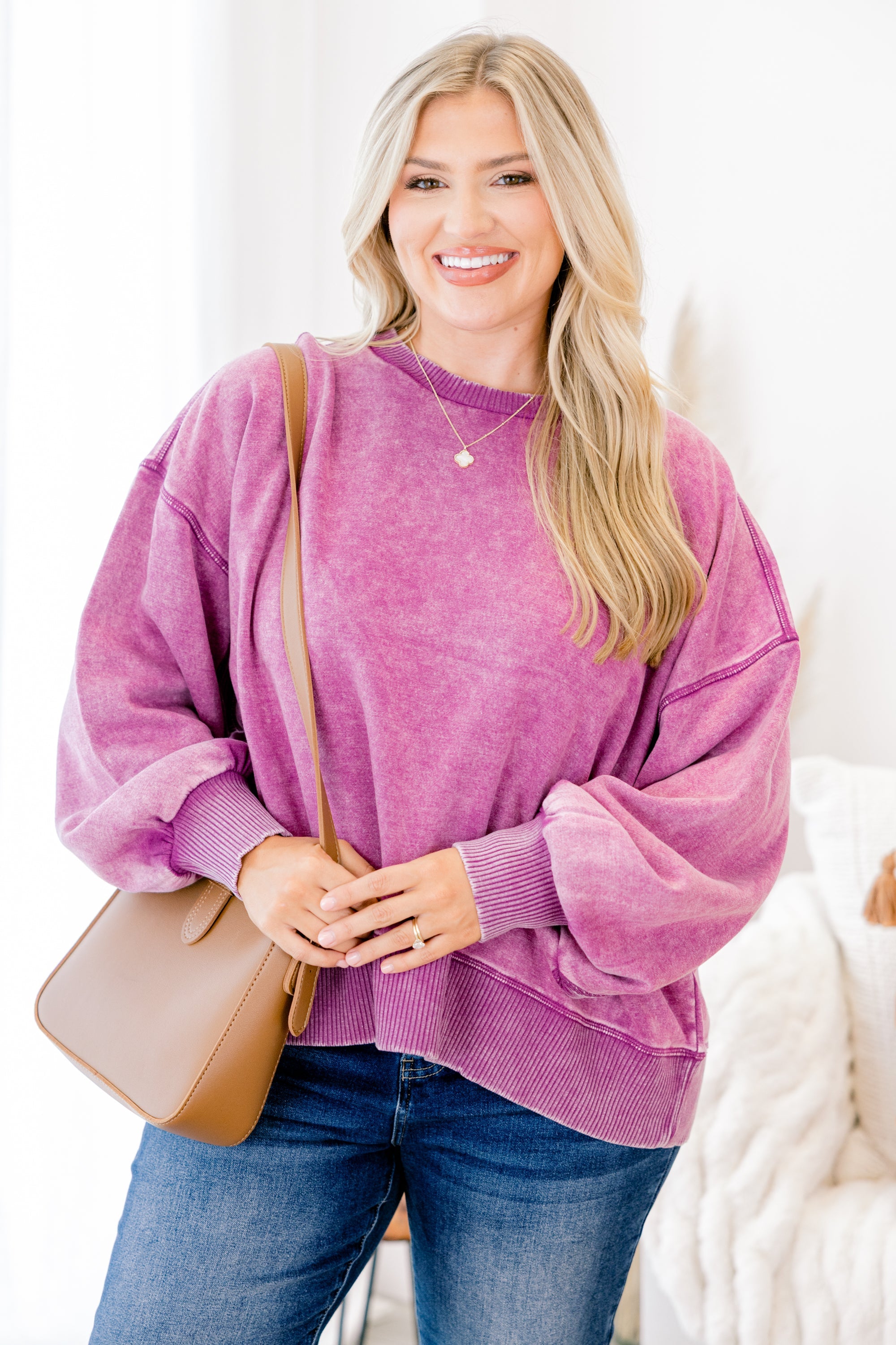 Only Getting Started Pullover, Light Plum