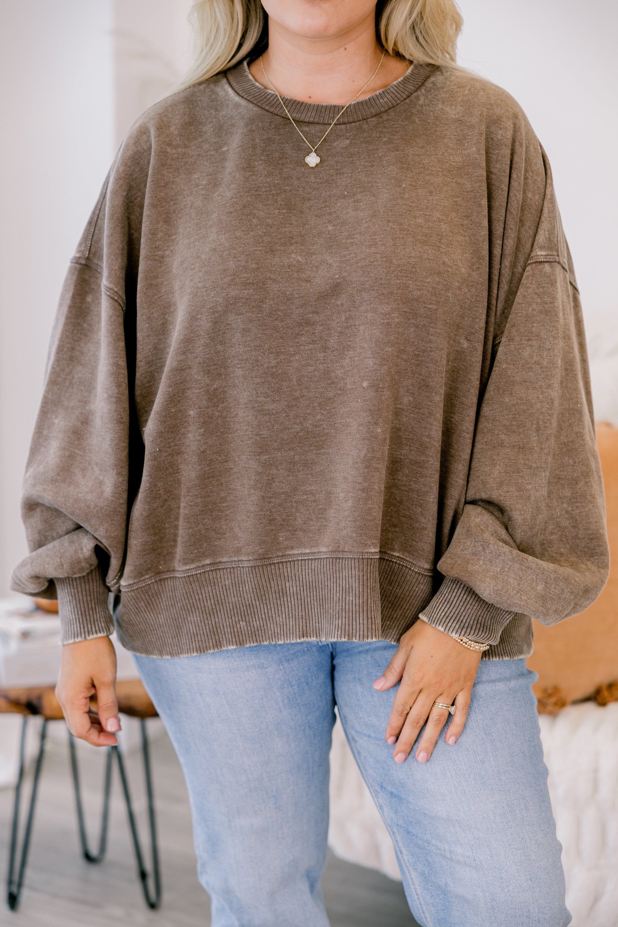 Only Getting Started Pullover, Mocha