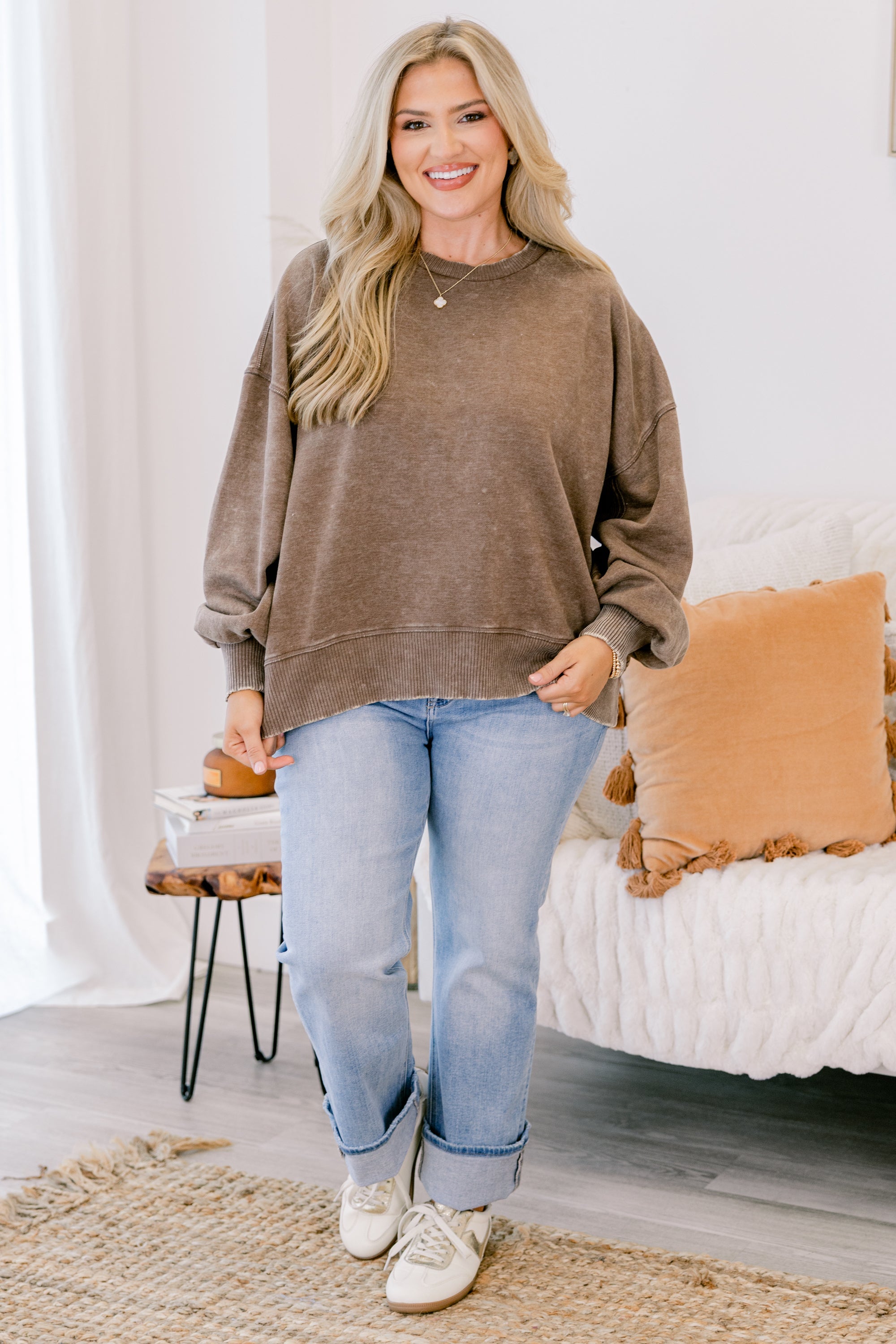 Only Getting Started Pullover, Mocha