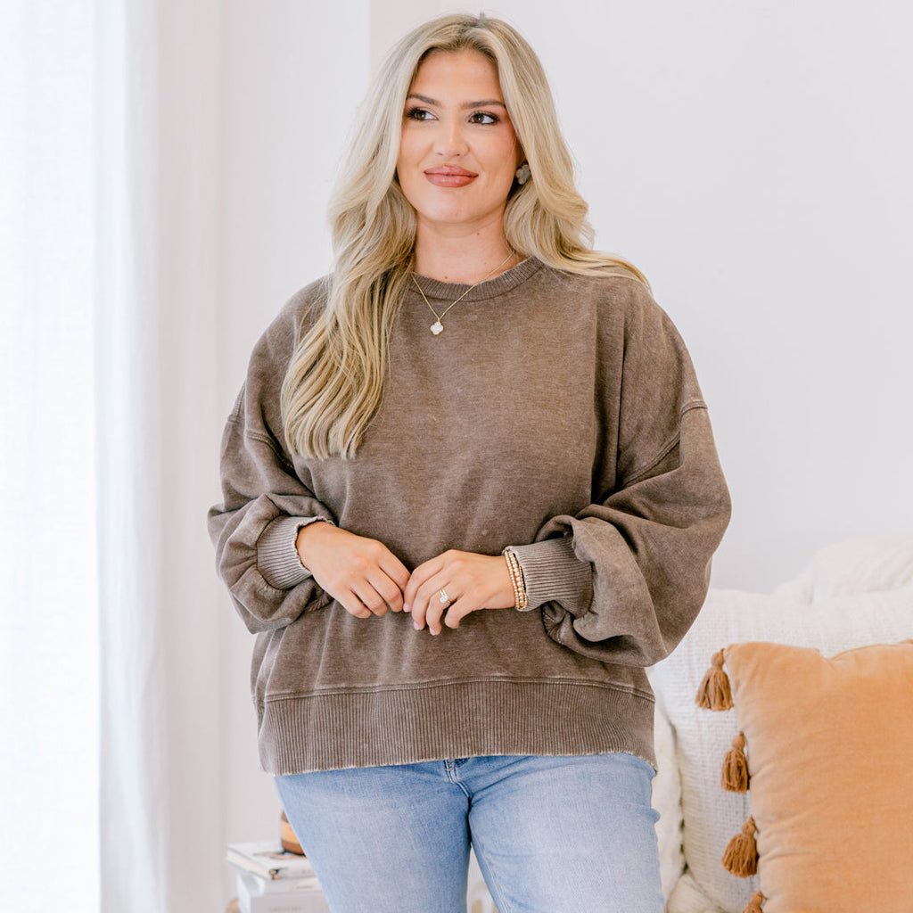 Only Getting Started Pullover, Mocha