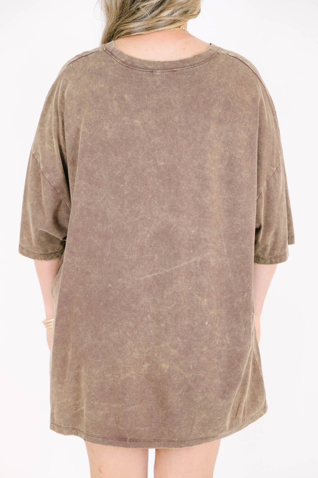 Only Smiles Acid Wash Relaxed Tee, Mahogany