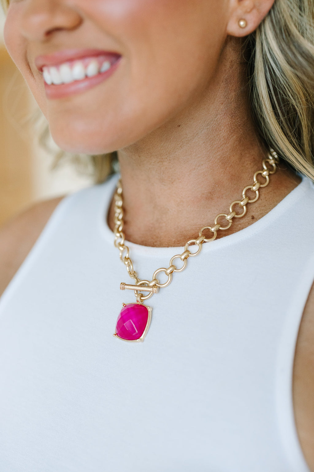 On The Case Necklace Set, Fuchsia