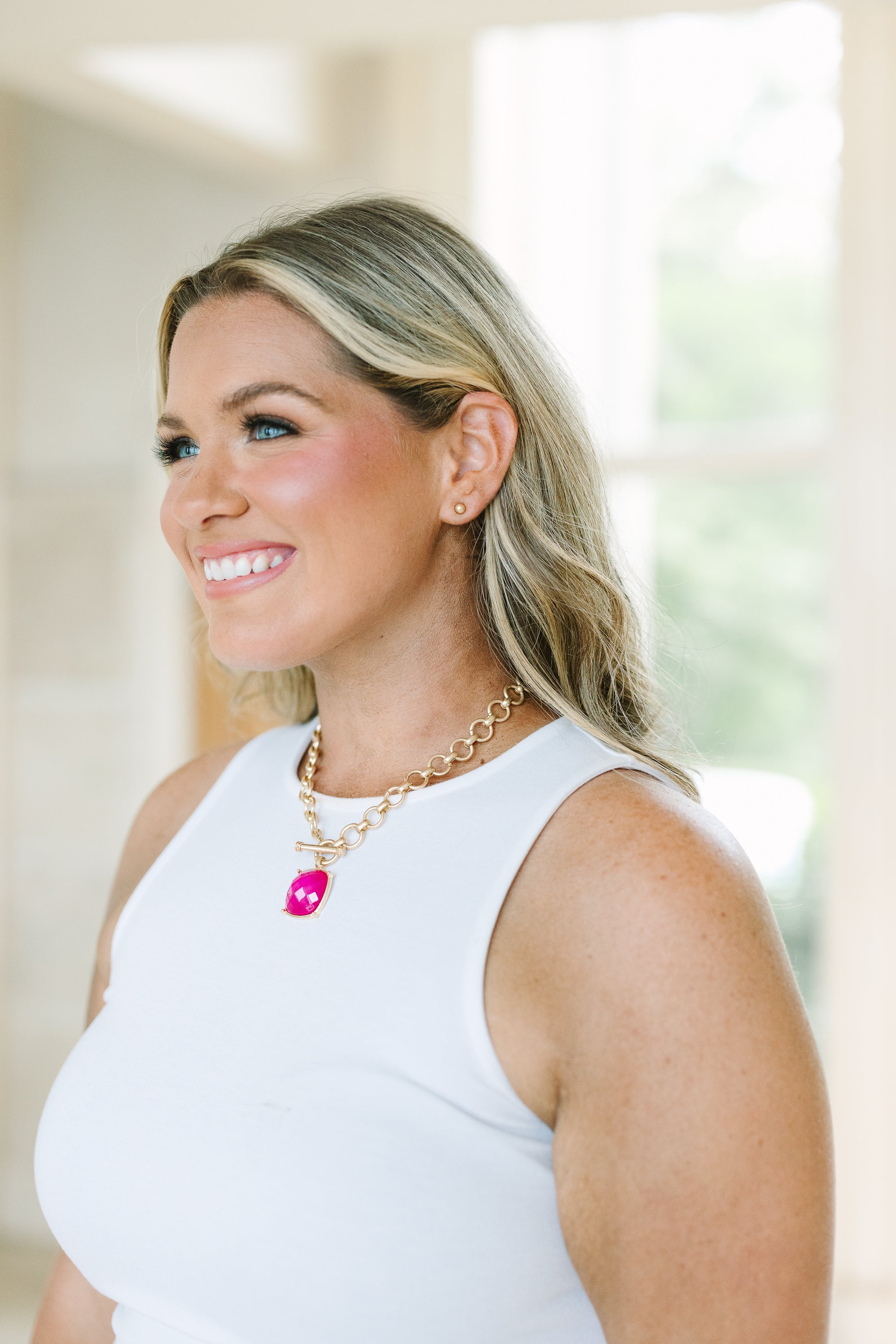 On The Case Necklace Set, Fuchsia