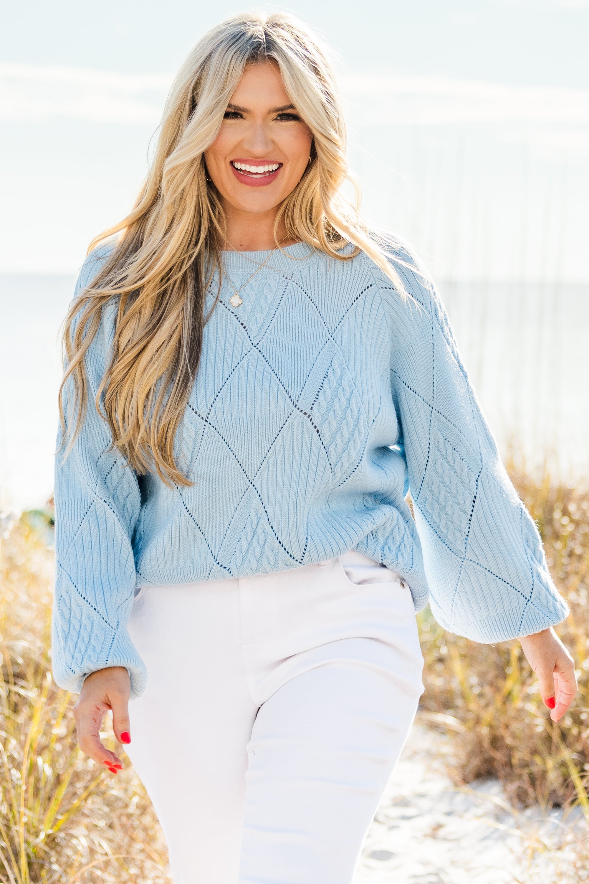 Open My Heart Sweater, Blue